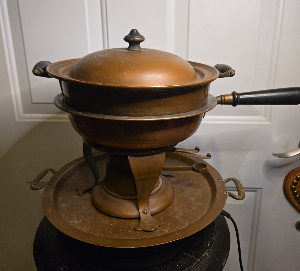 Joseph Heinrichs Paris New York Pure Copper Chafing Dish with Lid And Platter